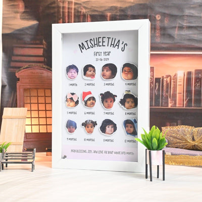 A framed collage titled