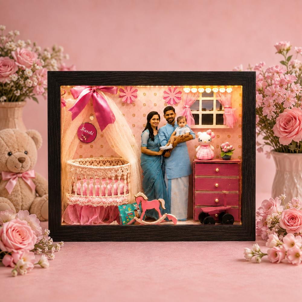 New Born Girl Baby Miniature Box