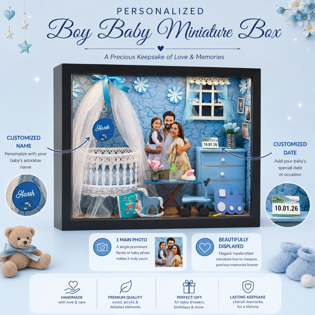 Boy Baby Miniature Box | Personalised Baby Boy Gift | Newborn Memory ...