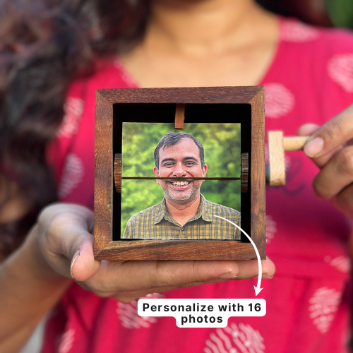 “Custom wooden flipbook frame for father gift”